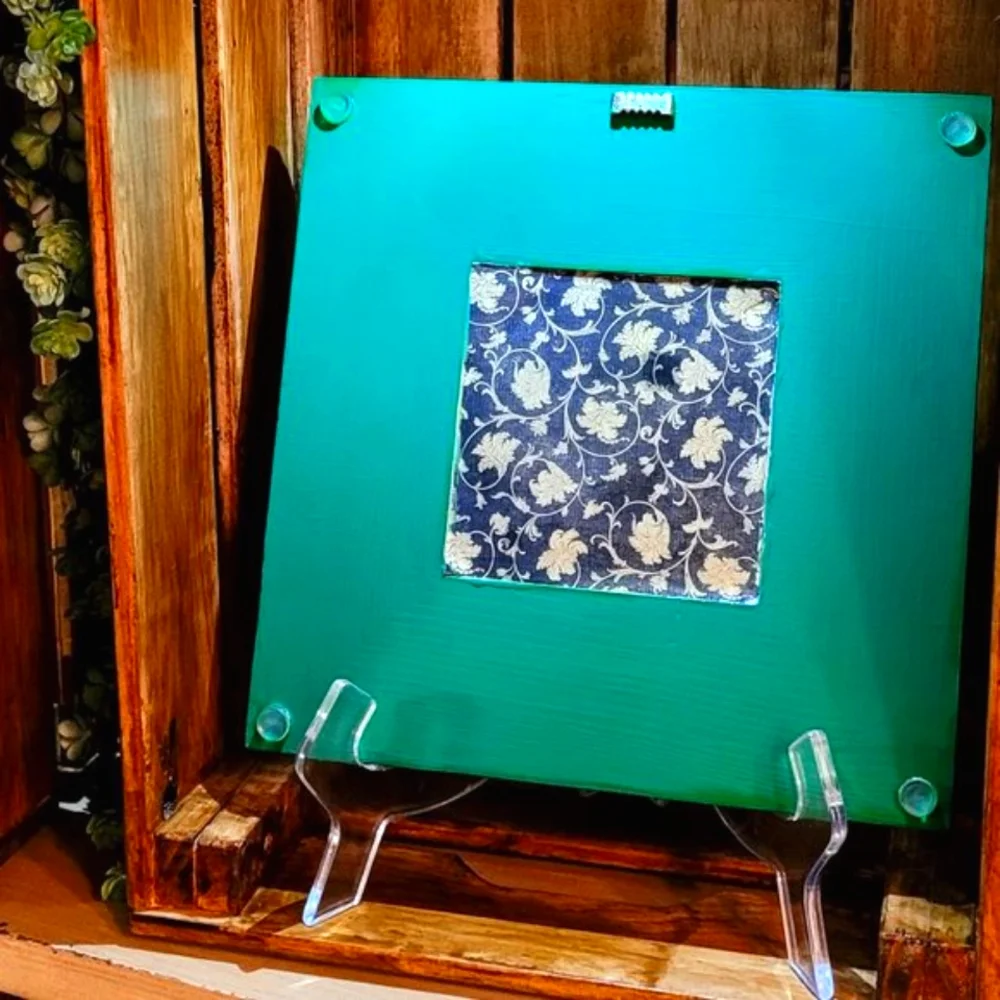 Green Round Cabochons Glass Mirror Decor with Wine Cork-NWT-Handmade
